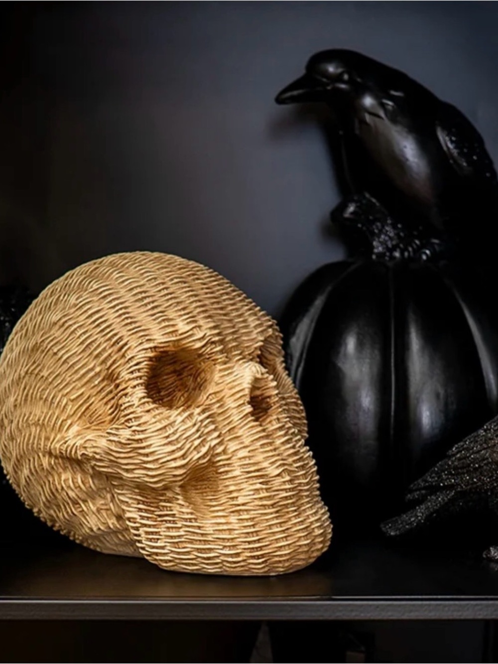 Becki Owens Woven Rattan Skull Decorative